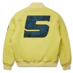 Sp5der Yellow Leather Logo Bomber Jacket